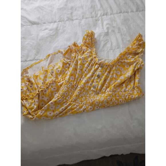Yellow Floral Sun Dress Size Large - Picture 3 of 5